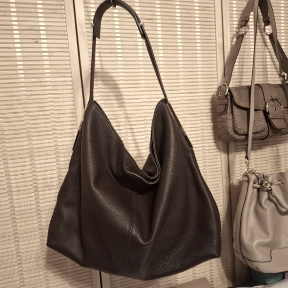 Vince Camuto Chocolate Brown Leather Hobo Shoulder bag EUC
